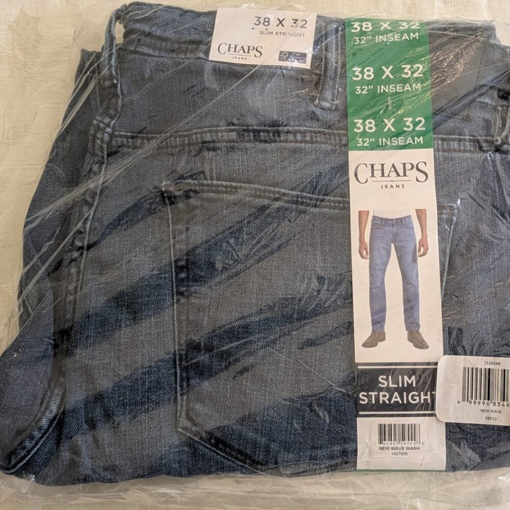 CHAPS JEANS 38X32 SLIM STRAIGHT NEW WAVE